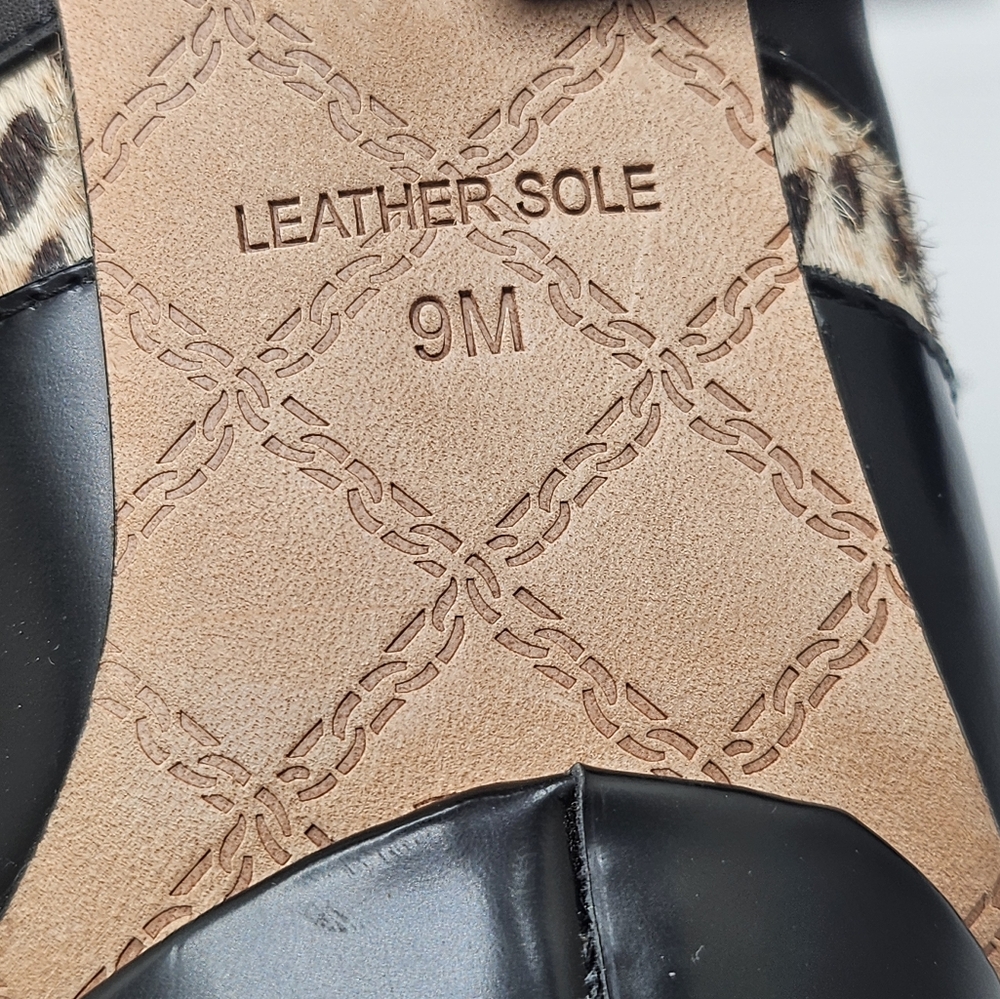 Leopard Accent Black Platform Heels - Picture 6 of 9